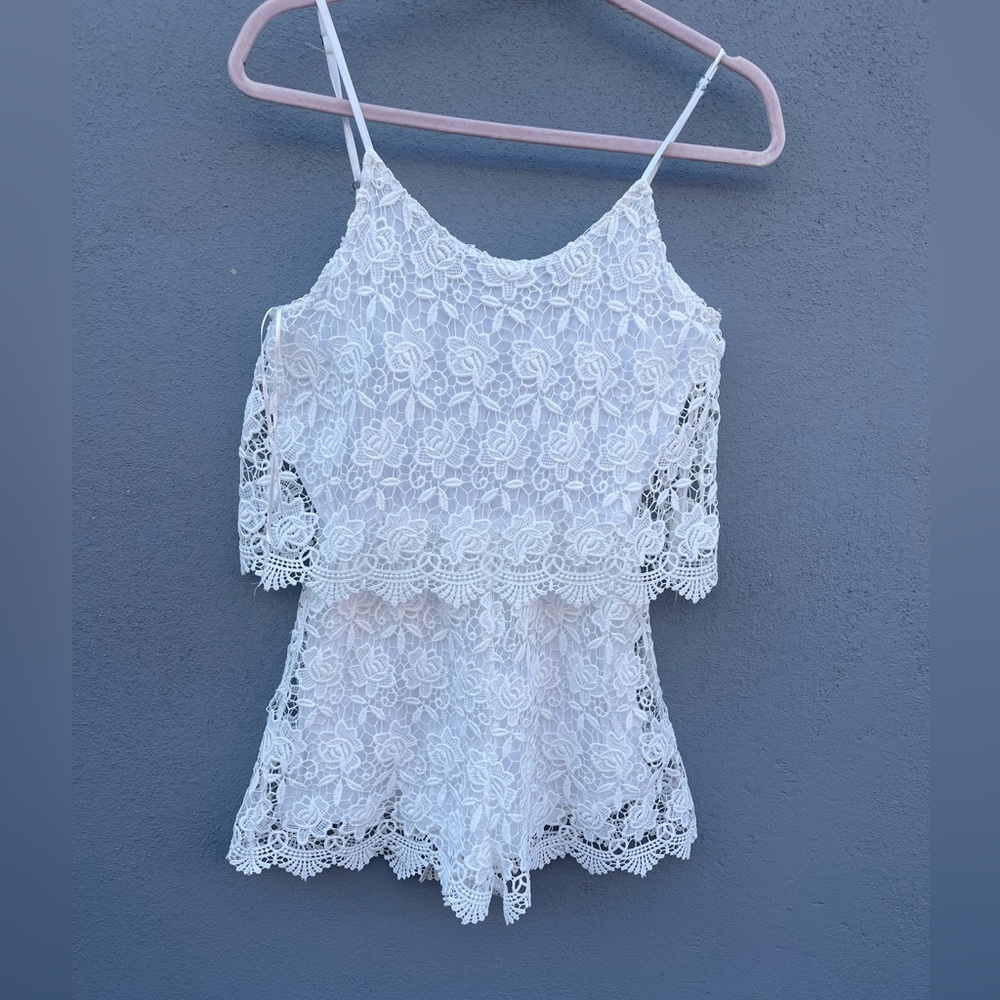 Zara Basic White Lace Top